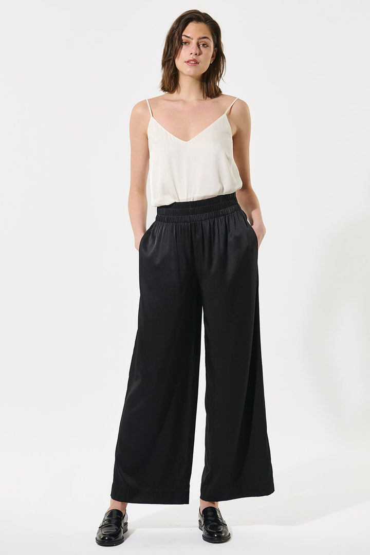 Dea Kudibal 2321024 MargoDEA Stretch Silk Wide Leg Trousers Black - Lonah Boutique