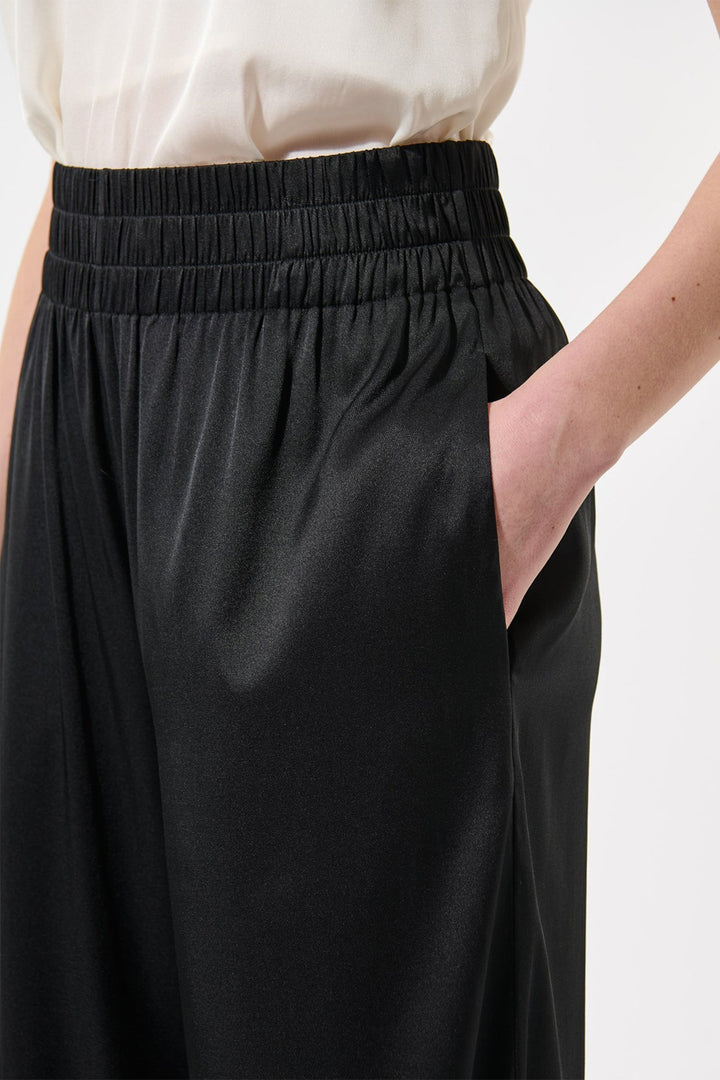 Dea Kudibal 2321024 MargoDEA Stretch Silk Wide Leg Trousers Black - Lonah Boutique