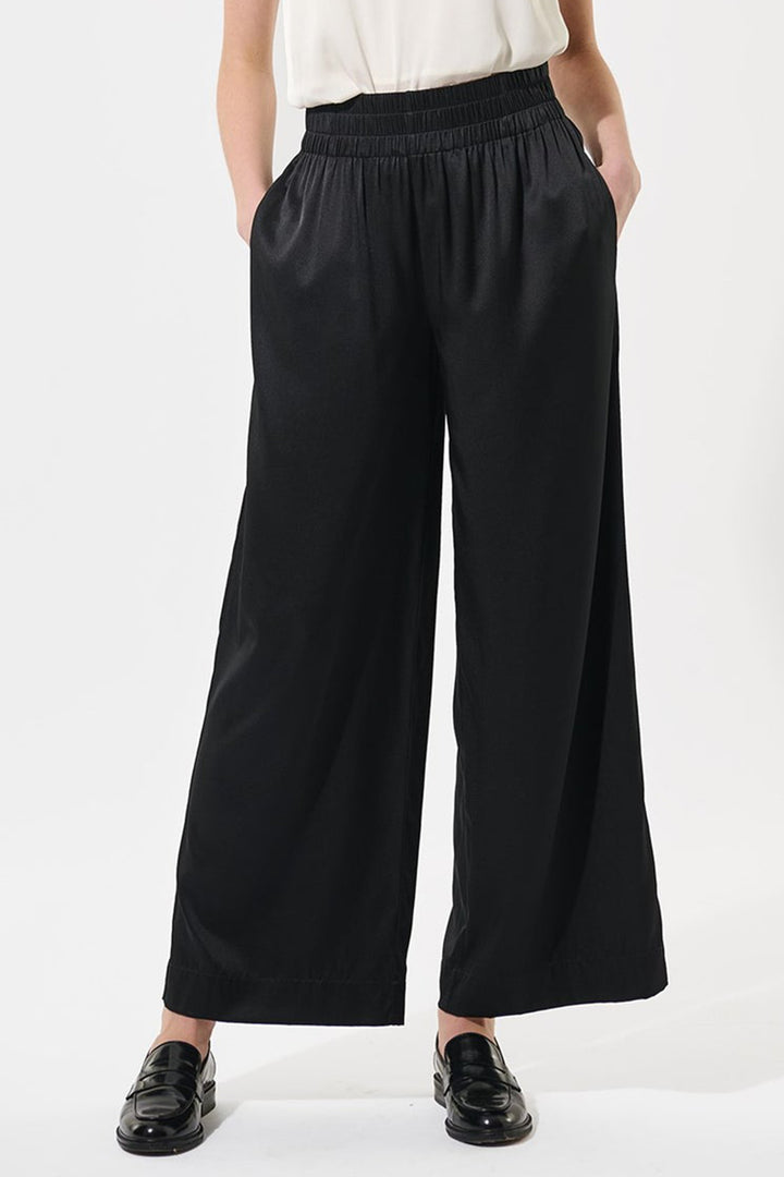 Dea Kudibal 2321024 MargoDEA Stretch Silk Wide Leg Trousers Black - Lonah Boutique