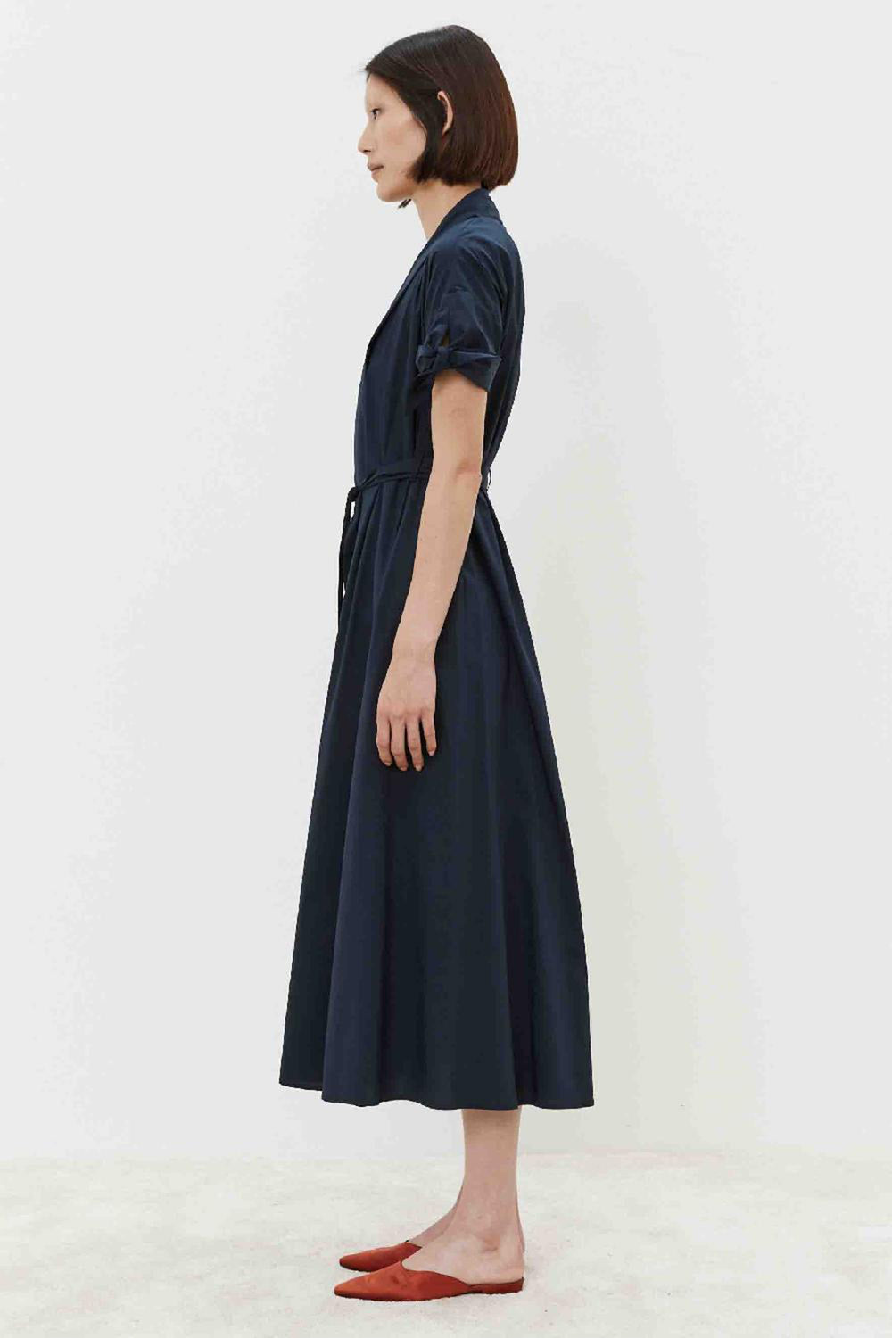 Meimeij M5EB12 Abito Cotton Mix Midi Dress Polar Night Navy - Lonah Boutique Bournemouth