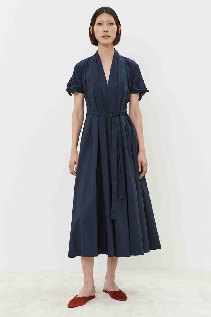 Meimeij M5EB12 Abito Cotton Mix Midi Dress Polar Night Navy - Lonah Boutique Bournemouth