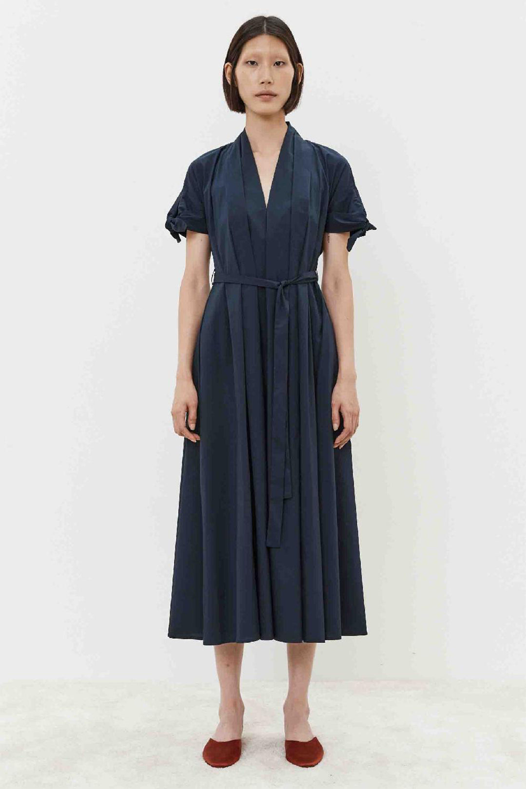 Meimeij M5EB12 Abito Cotton Mix Midi Dress Polar Night Navy - Lonah Boutique Bournemouth
