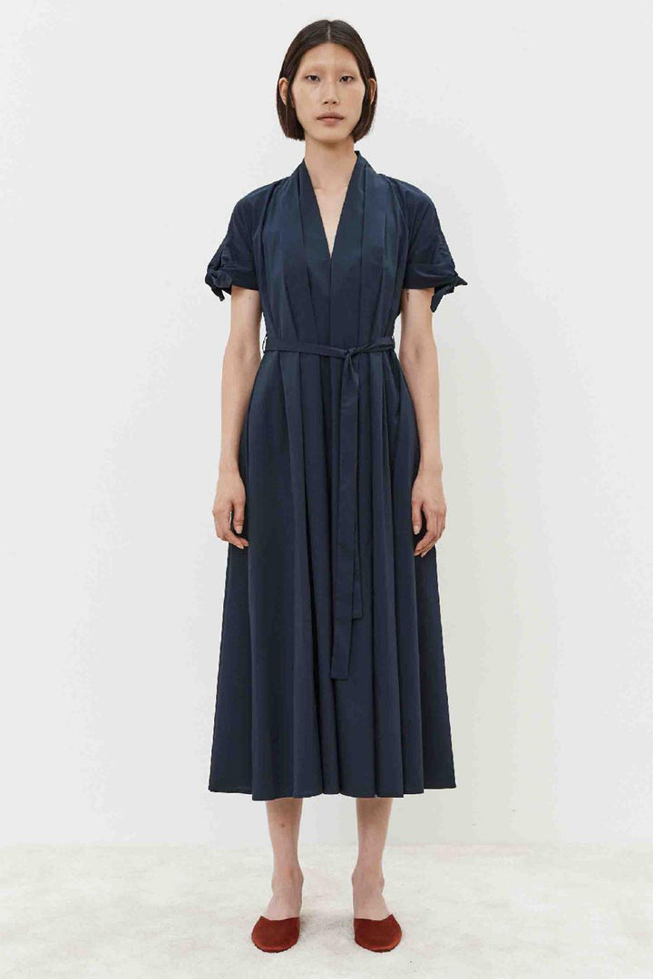 Meimeij M5EB12 Abito Cotton Mix Midi Dress Polar Night Navy - Lonah Boutique Bournemouth