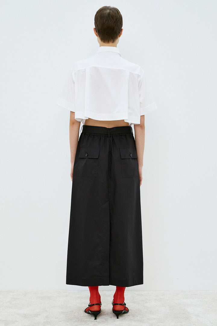 Meimeij Open Back Shirt Top Dress Off White Black M5PA36 - Lonah Boutique Westbourne