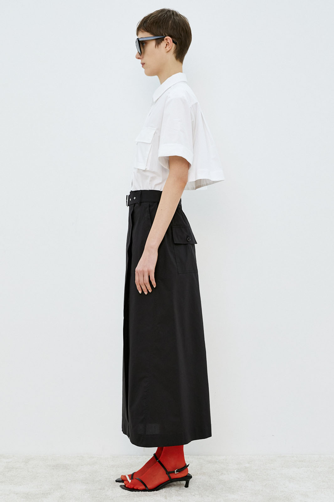 Meimeij Open Back Shirt Top Dress Off White Black M5PA36 - Lonah Boutique Westbourne