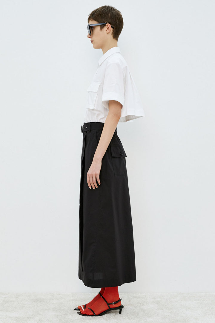 Meimeij Open Back Shirt Top Dress Off White Black M5PA36 - Lonah Boutique Westbourne