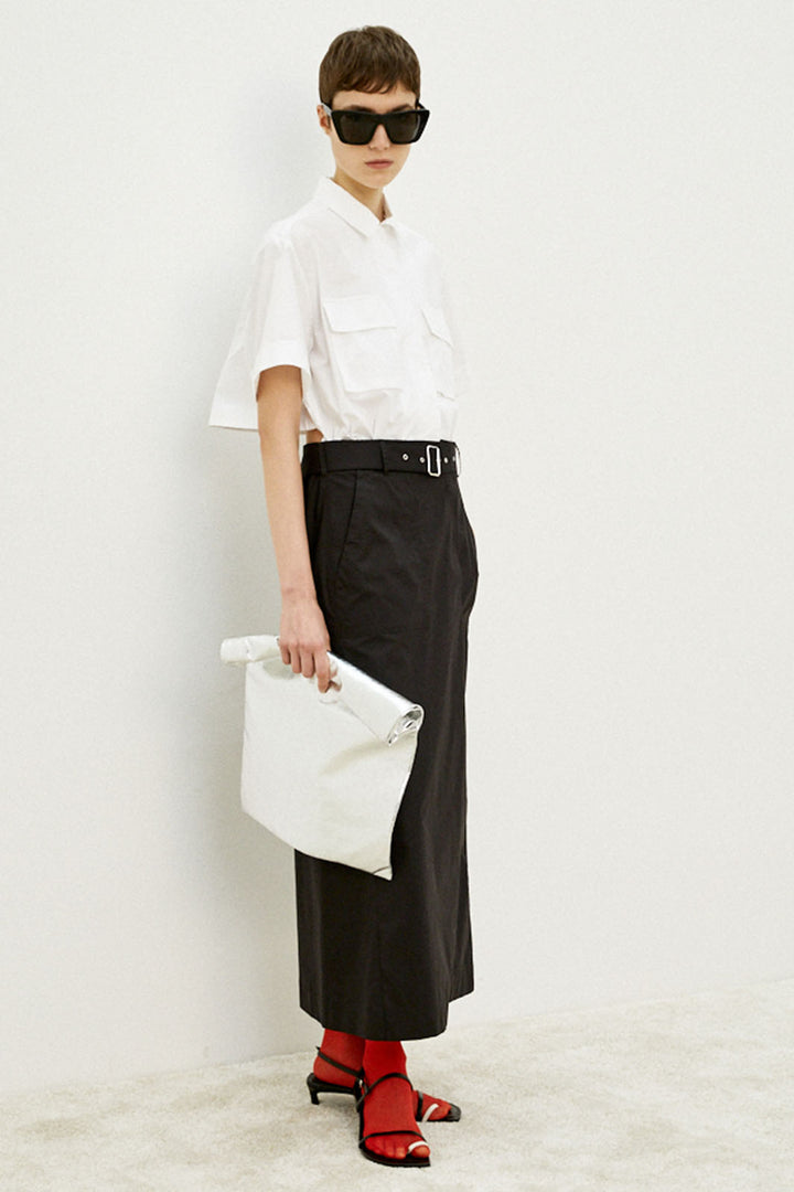 Meimeij Open Back Shirt Top Dress Off White Black M5PA36 - Lonah Boutique Westbourne