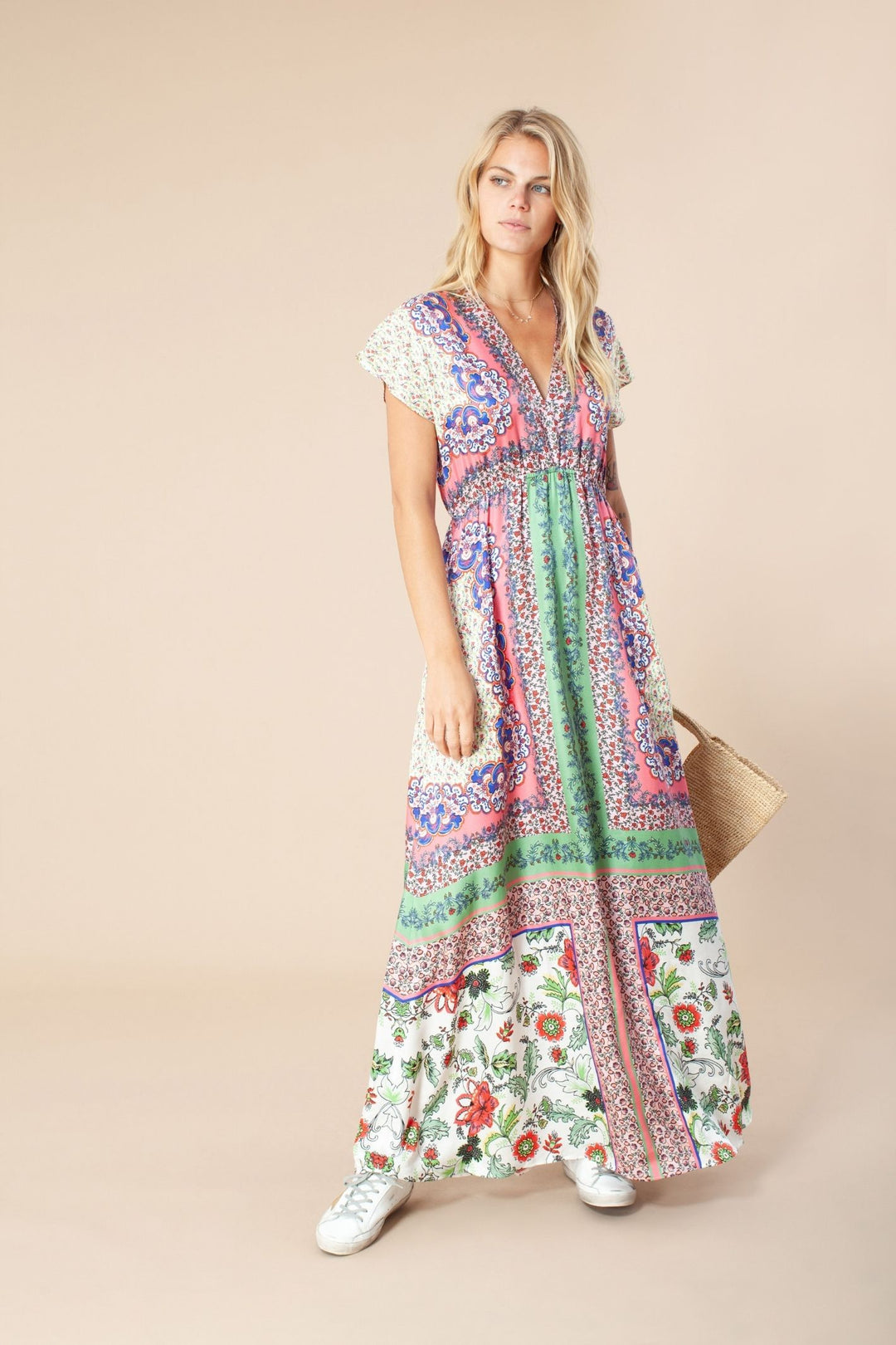 Hale Bob HZ6033 Long Dress Floral Coral