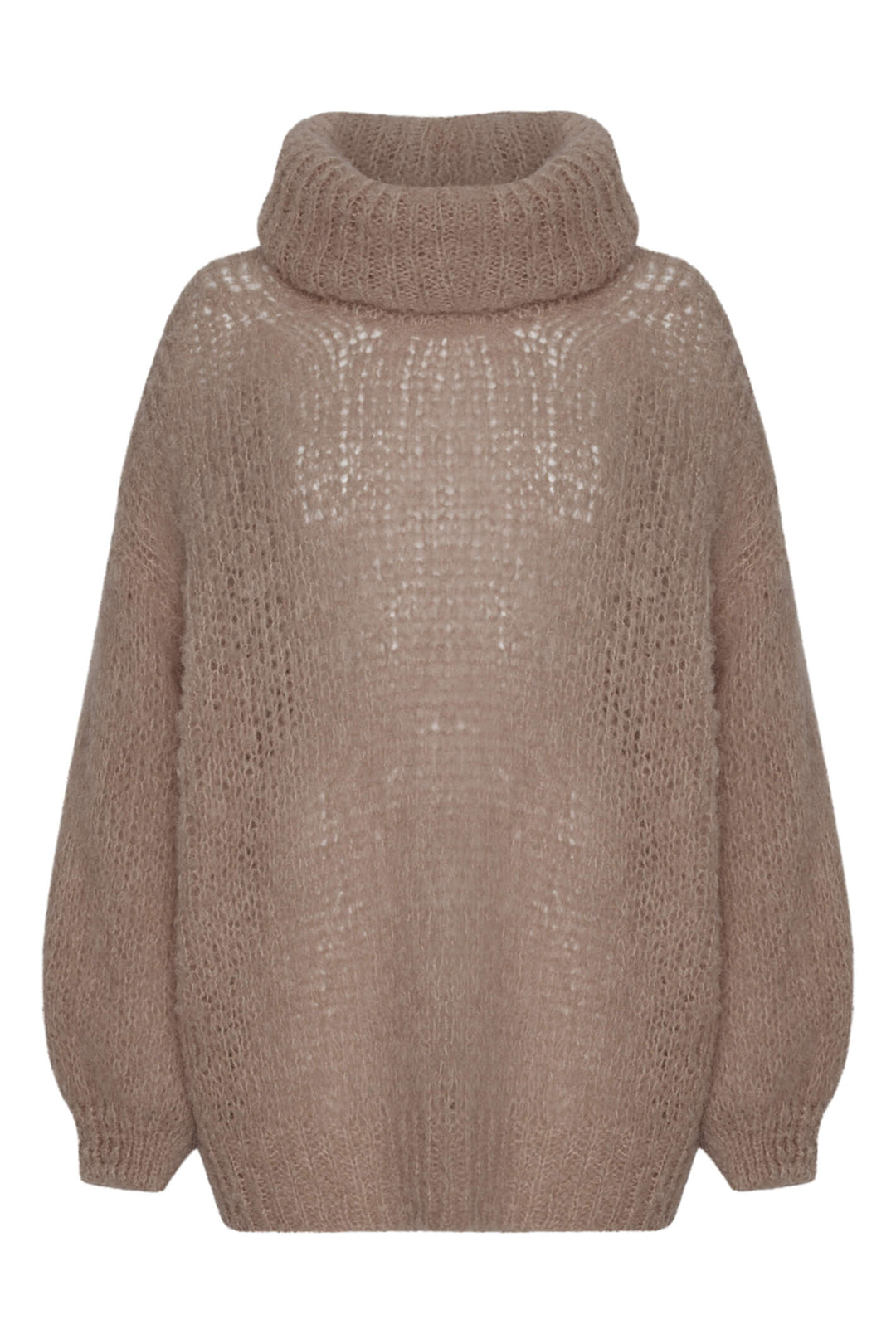 American Dreams AD1195 Medium Brown Pepper Roll Neck Alpaca Pullover - Lonah Boutique
