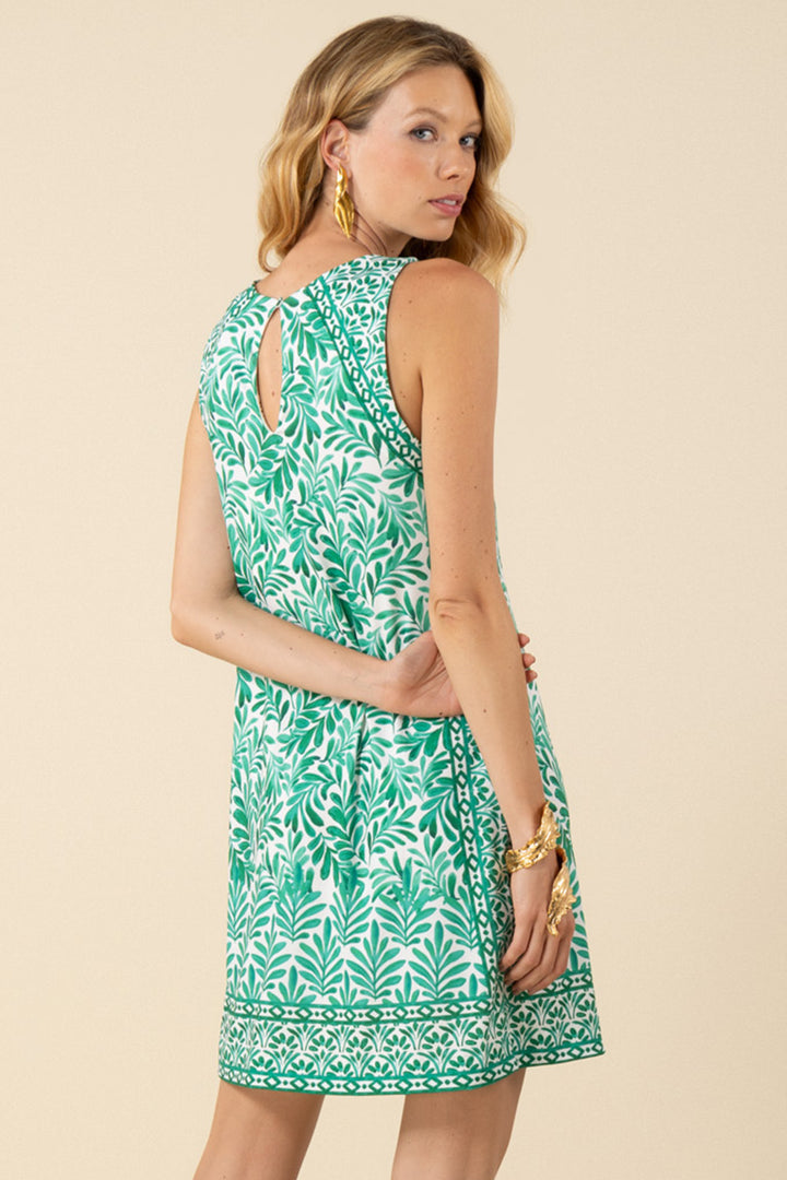 Hale Bob Dress Green Leaf Print Keyhole Back 51CH620A - Lonah Boutique Westbourne