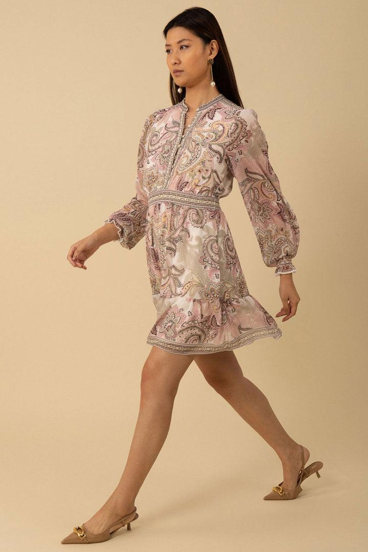 Hale Bob Short Dress Ivory Paisley Print 4YDD630A - Lonah Boutique Westbourne