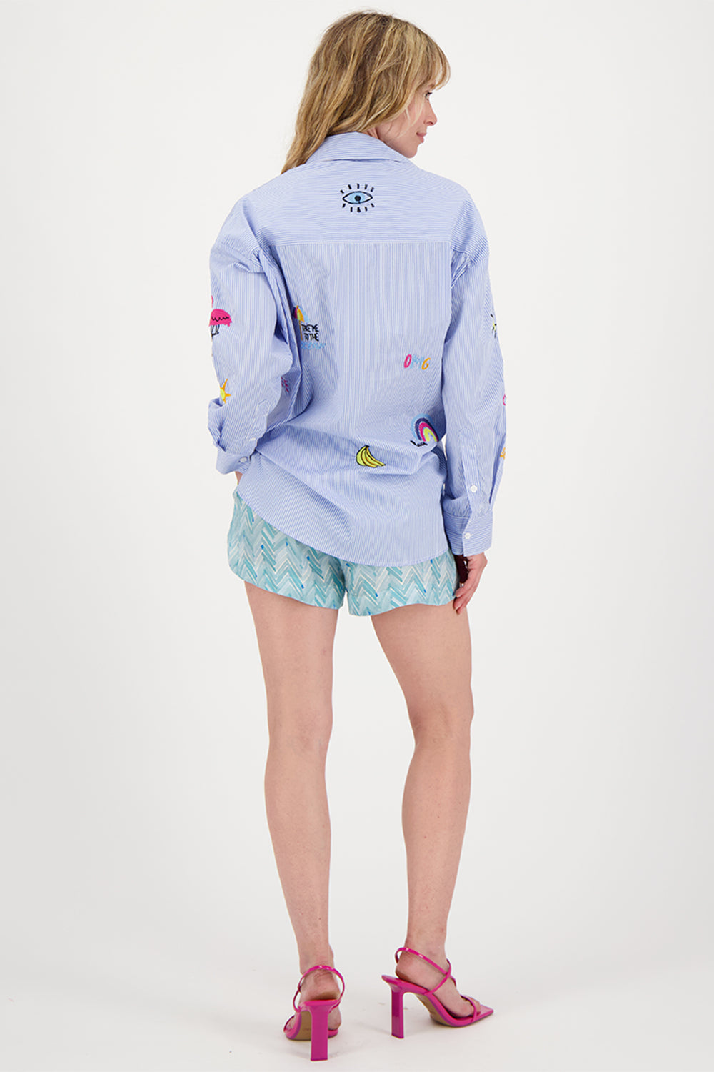 Me369 Madison Oversized Shirt Stripe Blue - Lonah Boutique Westbourne