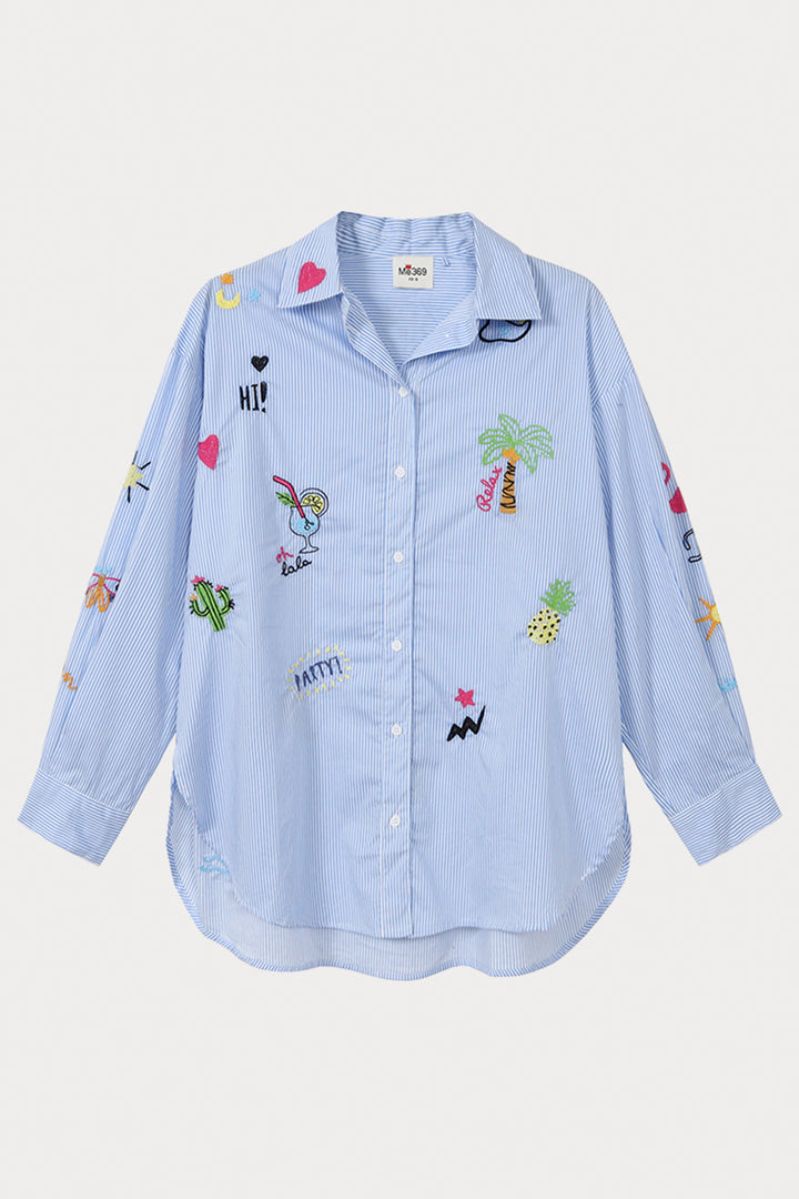 Me369 Madison Oversized Shirt Stripe Blue - Lonah Boutique Westbourne