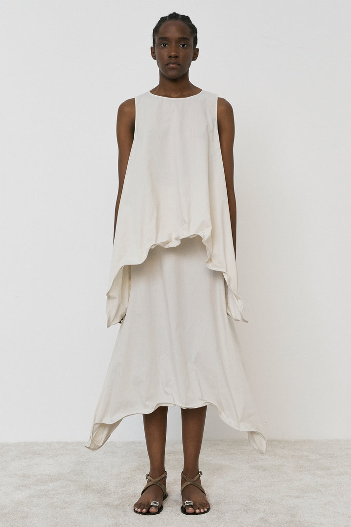 Meimeij Blouse Sleeveless Flared Hem Oyster Cream M5EA67 - Lonah Boutique Westbourne