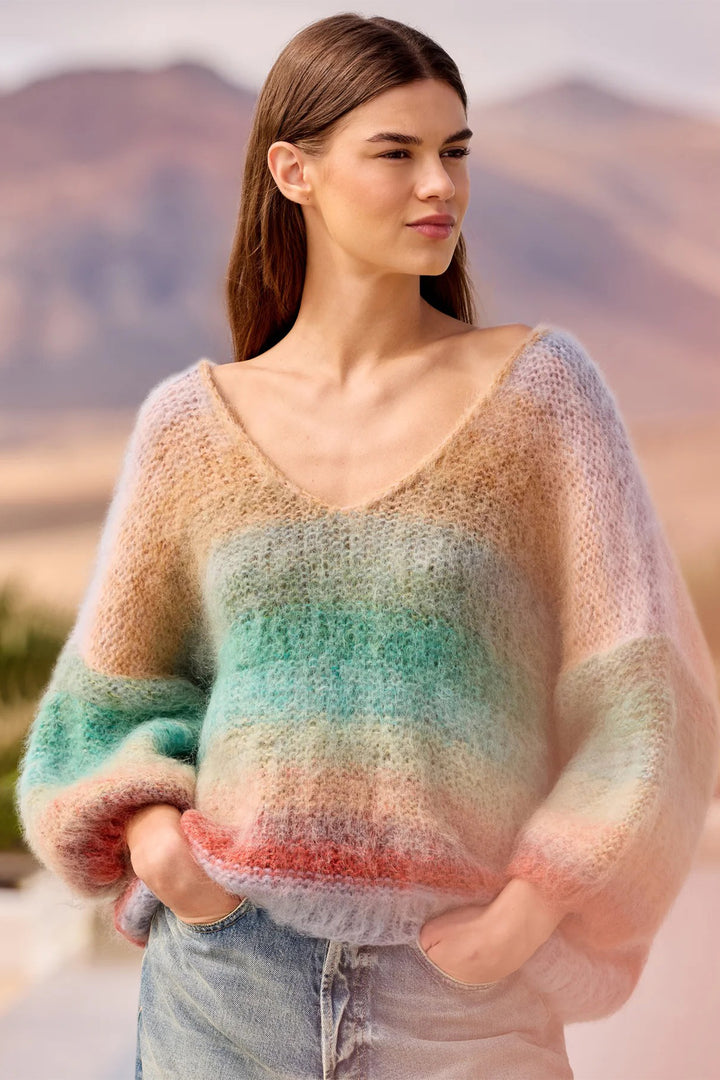 Mes Demoiselles Stuti Blue Green Oversized Brushed Mohair Jumper