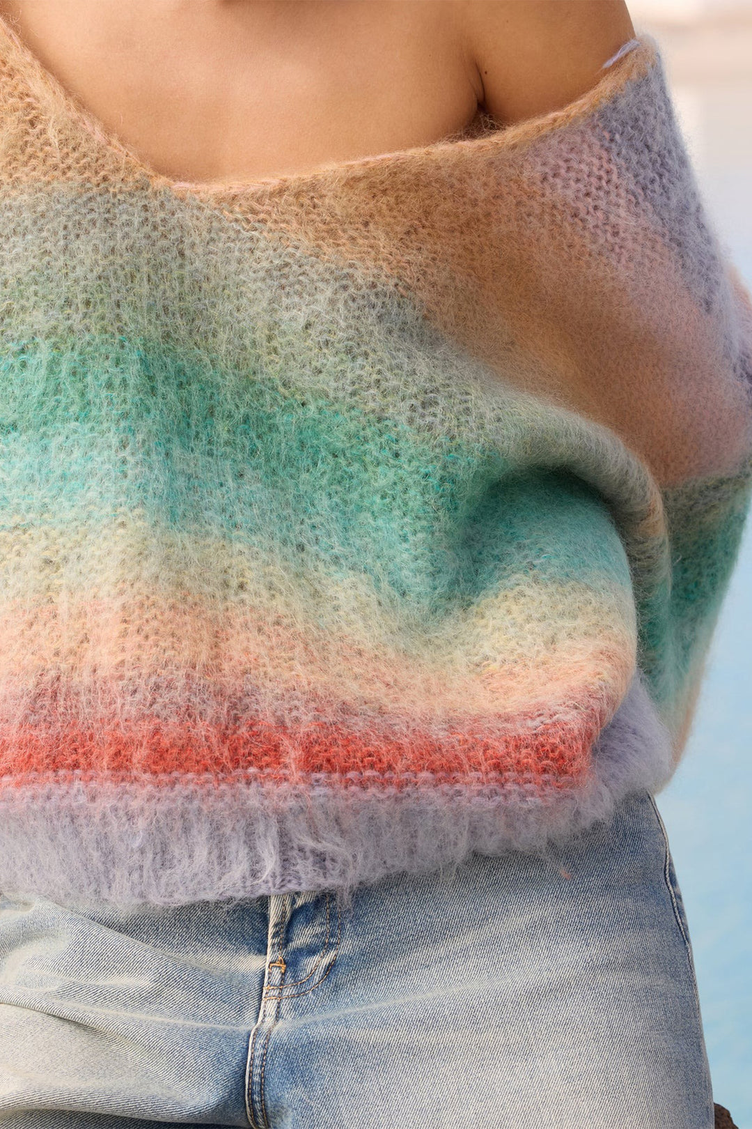 Mes Demoiselles Stuti Blue Green Oversized Brushed Mohair Jumper