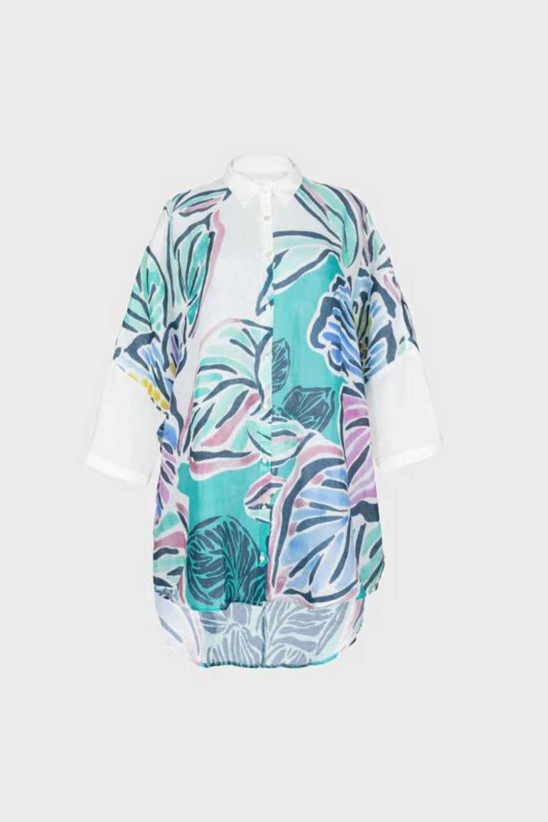 120% Lino Short-Sleeved Kaftan Printed