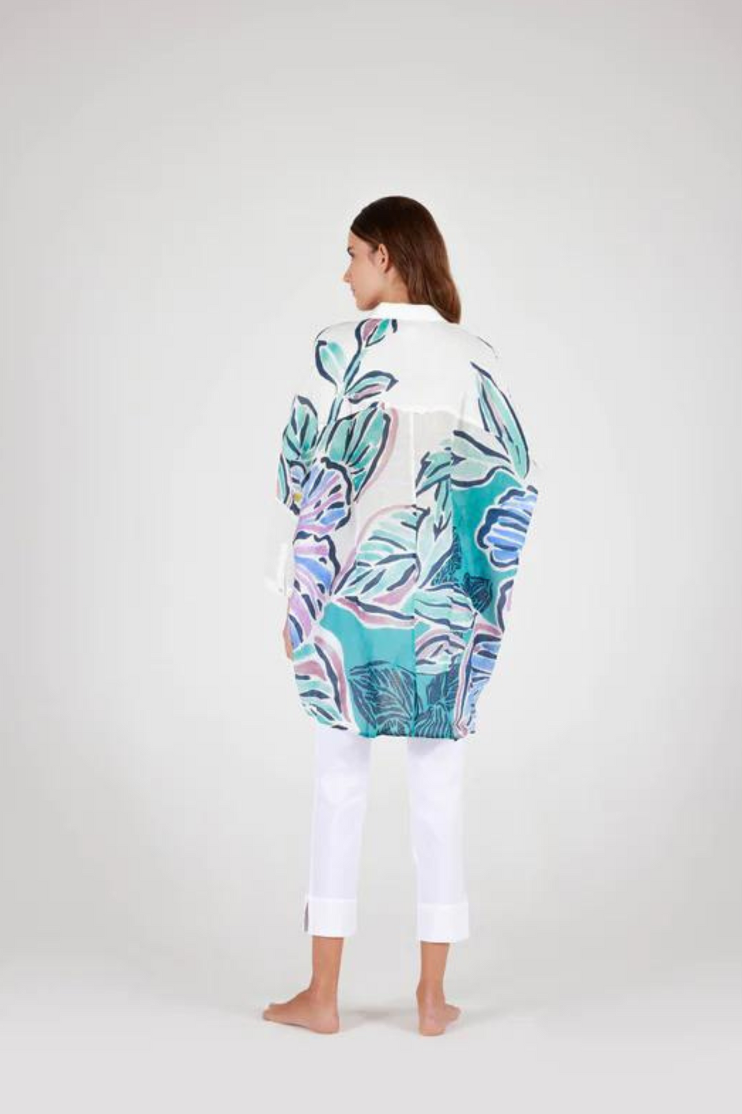120% Lino Short-Sleeved Kaftan Printed
