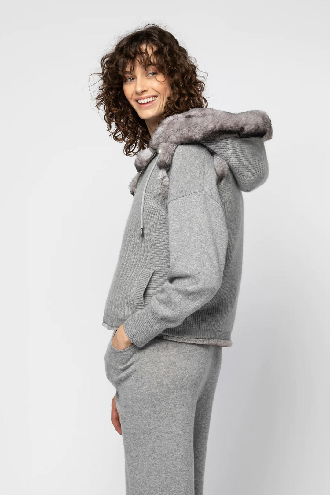 MAX&MOI H23 Gabbie Gilet effect fur Grey