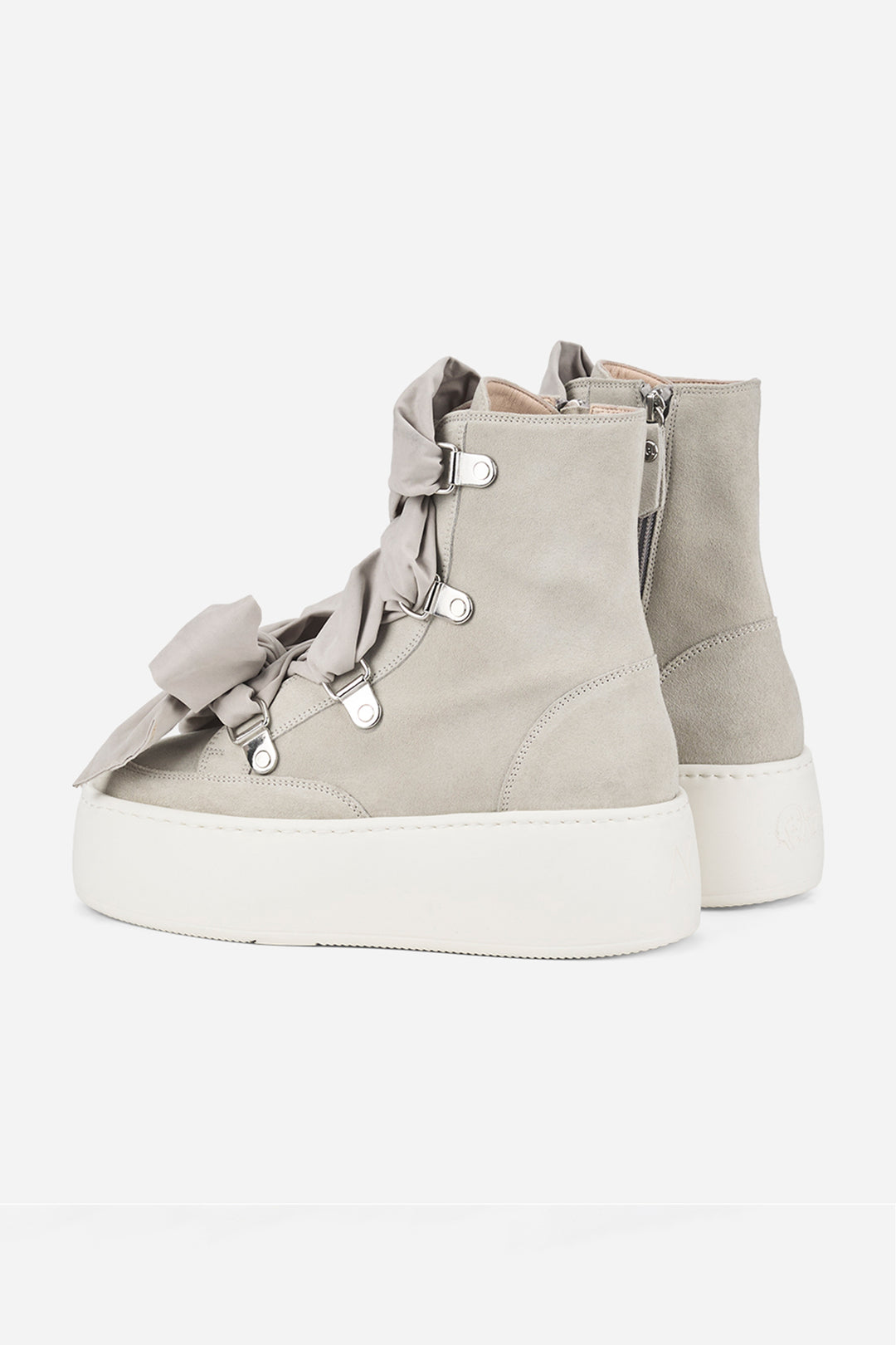 AGL Fergus Gesso Light Grey Suede Platform Ankle Boots D946515PJFERGU0119, back three-quarter view