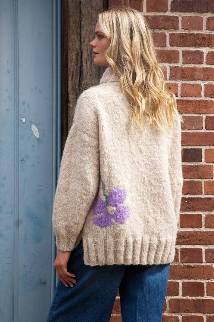 Amano Jumper Posy Pullover Natural Multicoloured Flowers AW2481-2 - Lonah Boutique
