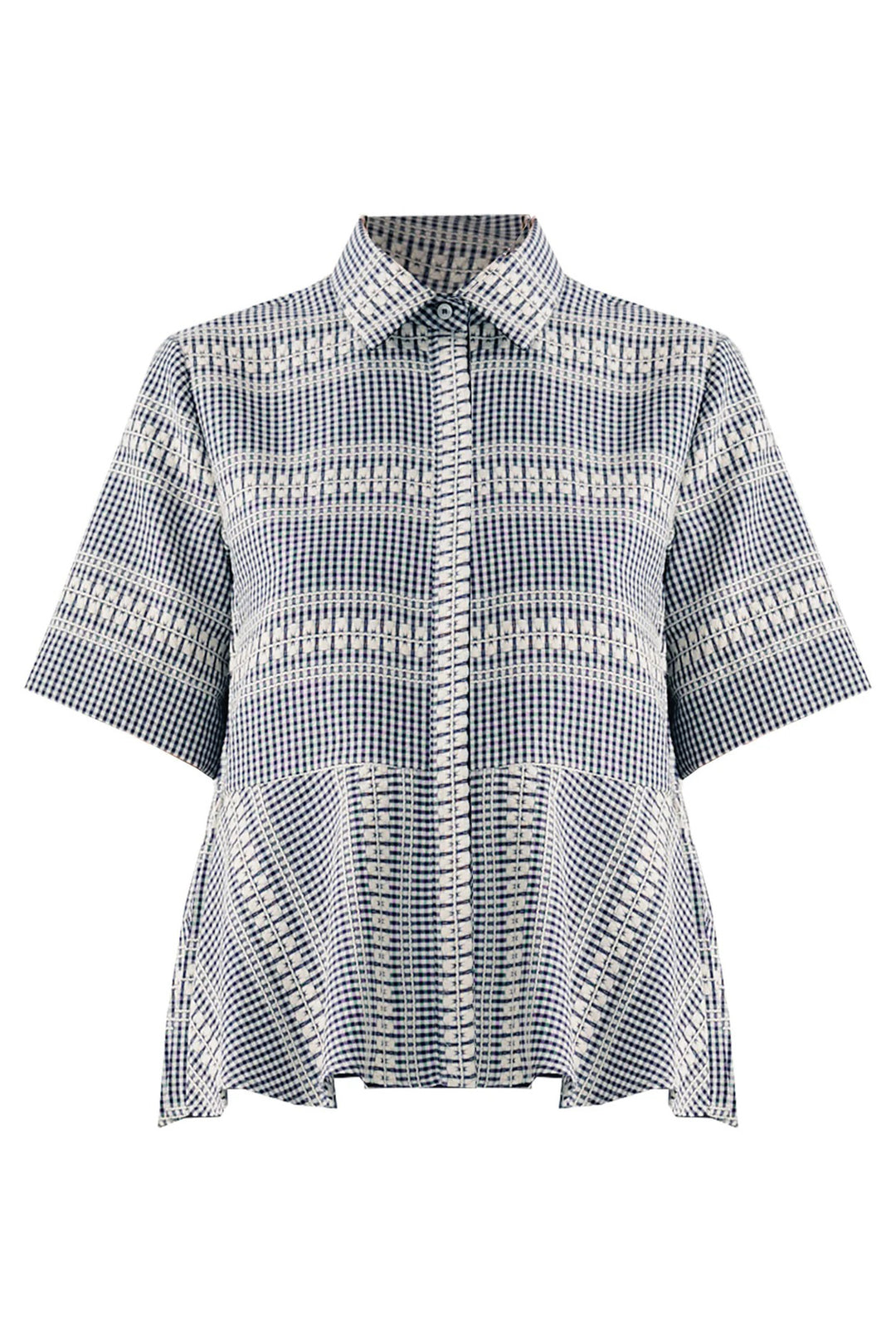 Beatrice B 26FE4395KOS Navy Blue Geometric Print Cotton Mix Shirt