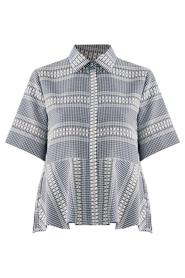 Beatrice B 26FE4395KOS Navy Blue Geometric Print Cotton Mix Shirt