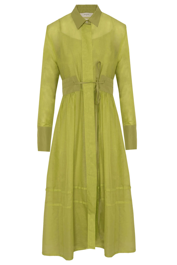 Beatrice B 26FE6662BAR36 Sunny Lime Green Silk Blend Shirt Dress