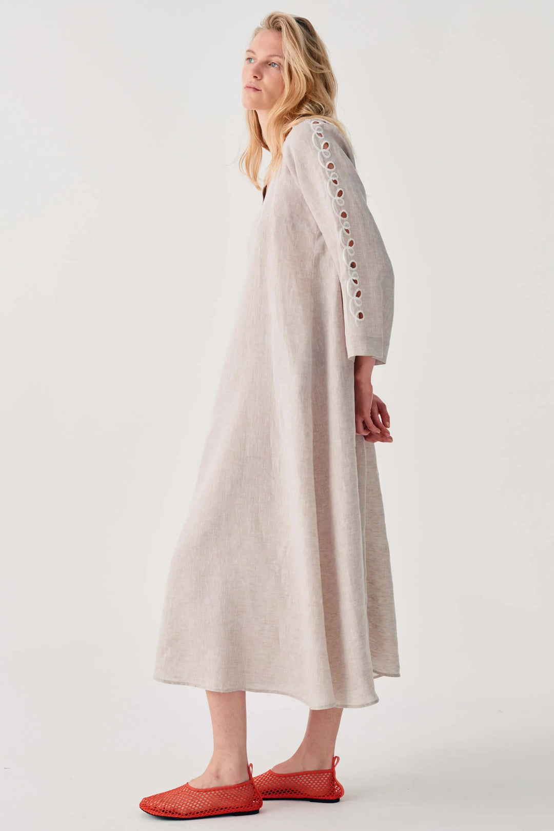 Beatrice B 26FE6681HAWAII Sponge Beige Linen Dress