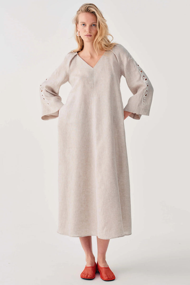 Beatrice B 26FE6681HAWAII Sponge Beige Linen Dress