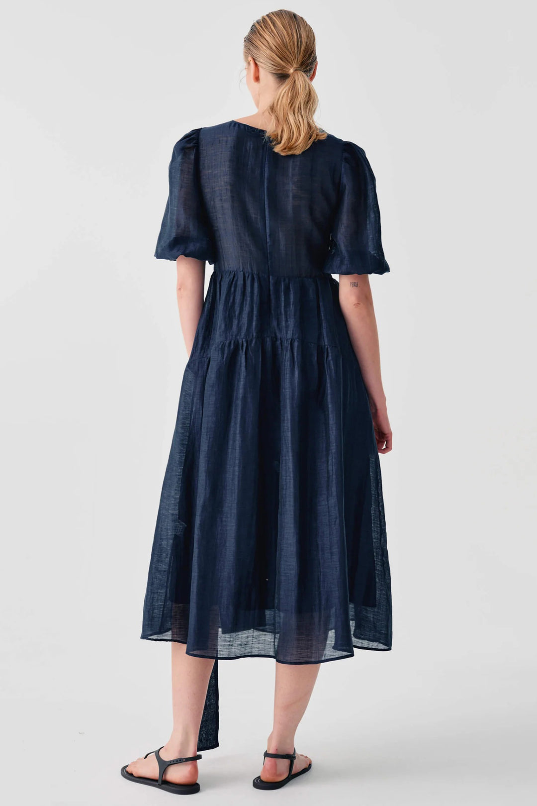 Beatrice B 26FE6693MONOLIT Navy Organza Midi Bow Dress