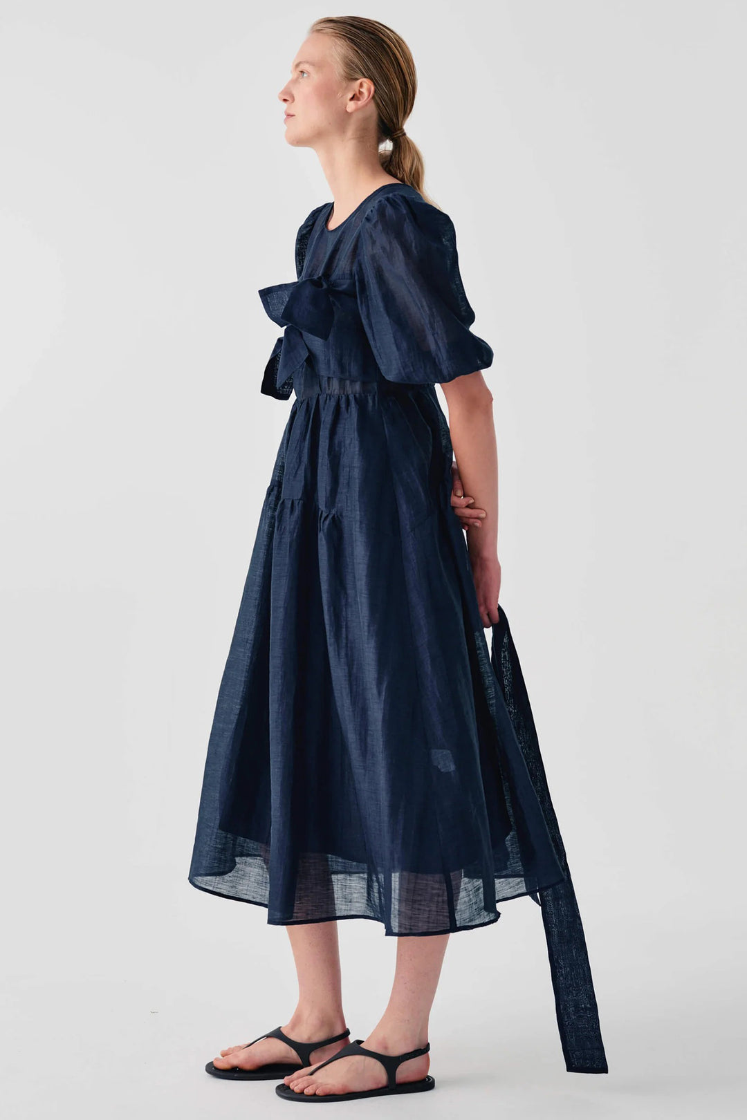 Beatrice B 26FE6693MONOLIT Navy Organza Midi Bow Dress