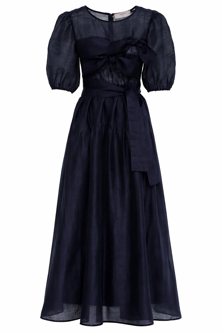 Beatrice B 26FE6693MONOLIT Navy Organza Midi Bow Dress