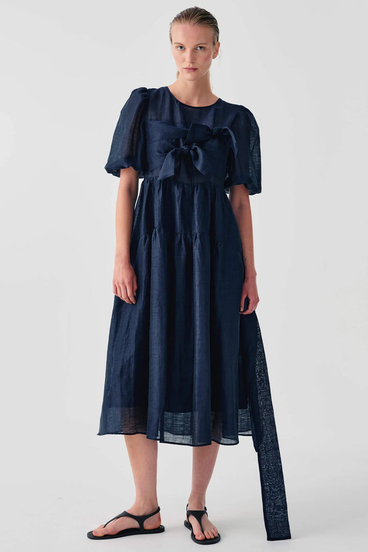 Beatrice B 26FE6693MONOLIT Navy Organza Midi Bow Dress