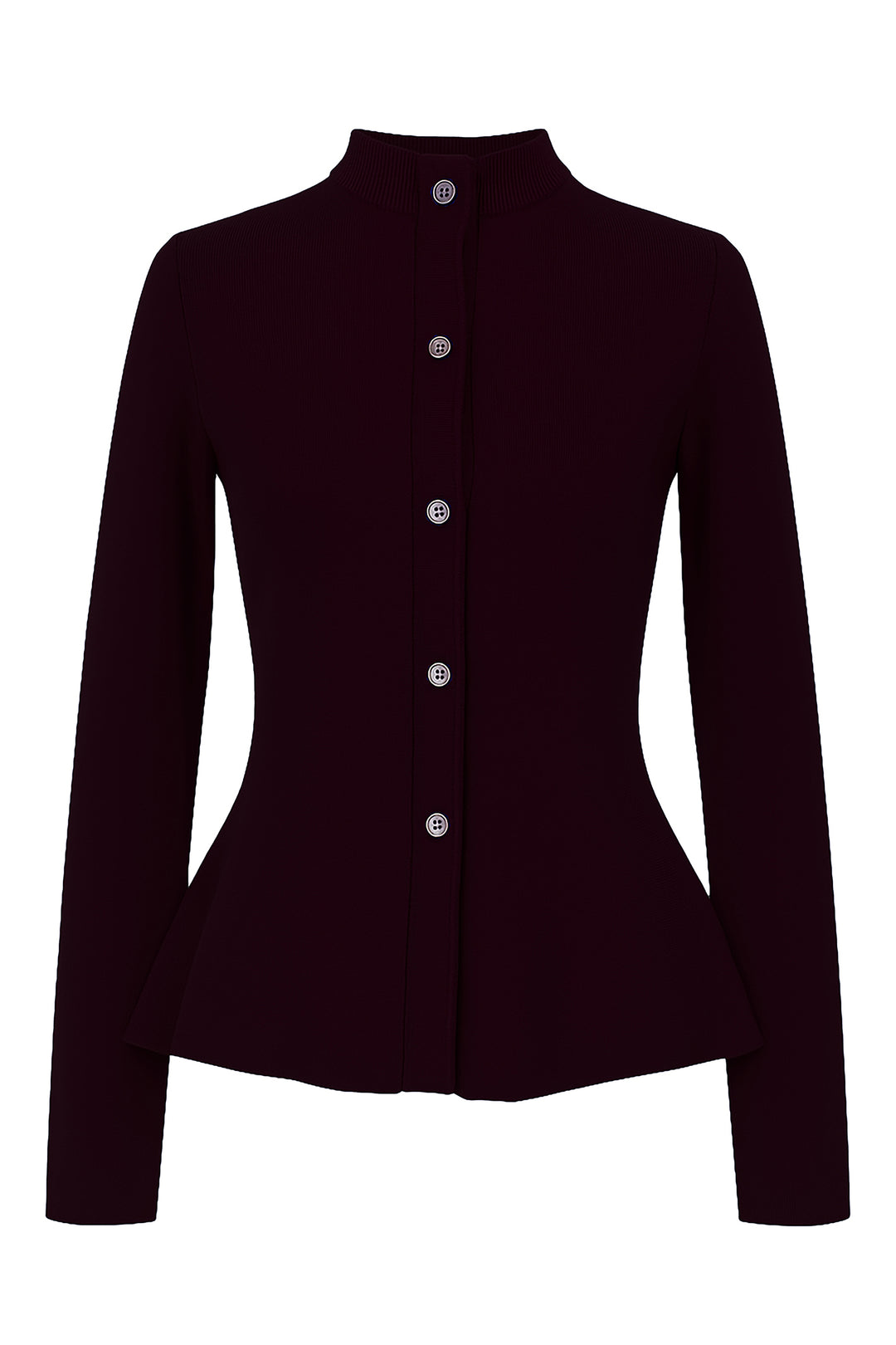 Beatrice B Burnt Umber High Neck Fitted Cardigan 8745, front packshot