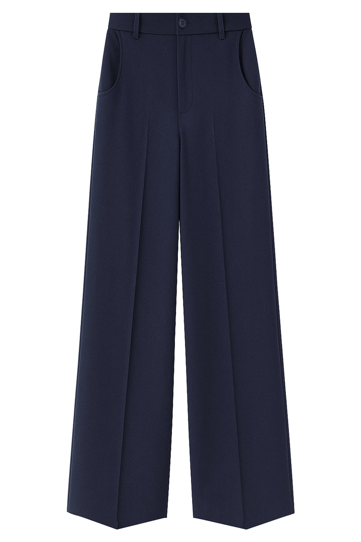 Beatrice B Dark Blue Wide Leg Trousers 1147, front packshot