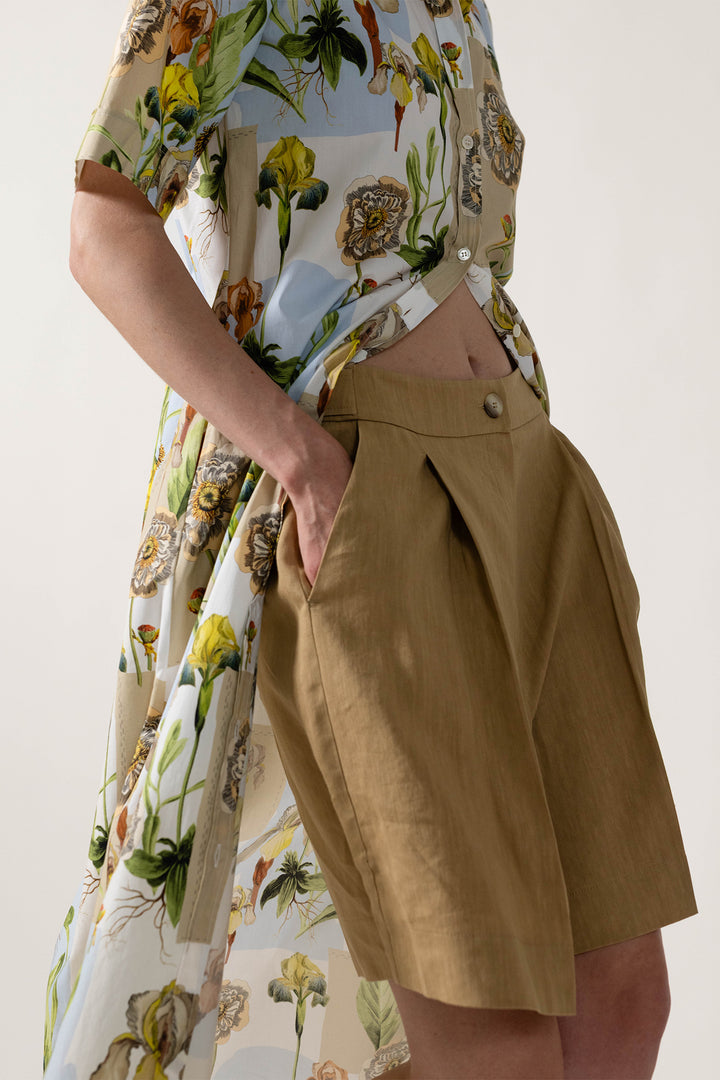 Caliban YWJP6Z FB8 Beige Floral Print Shirt Dress