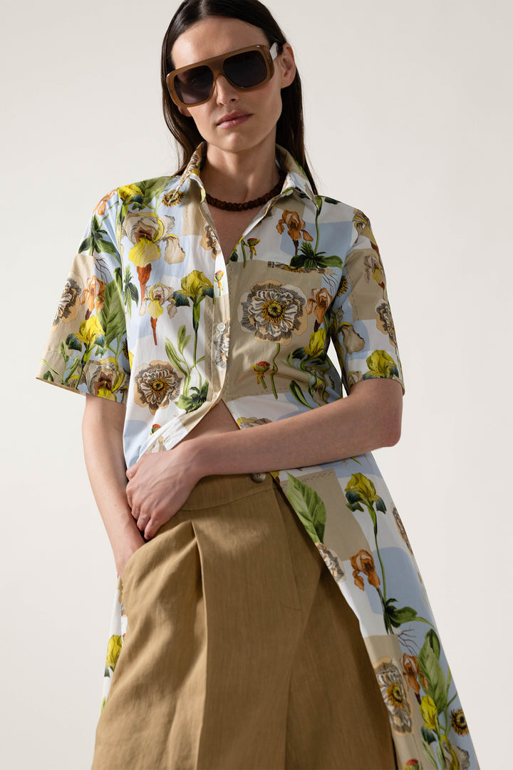 Caliban YWJP6Z FB8 Beige Floral Print Shirt Dress