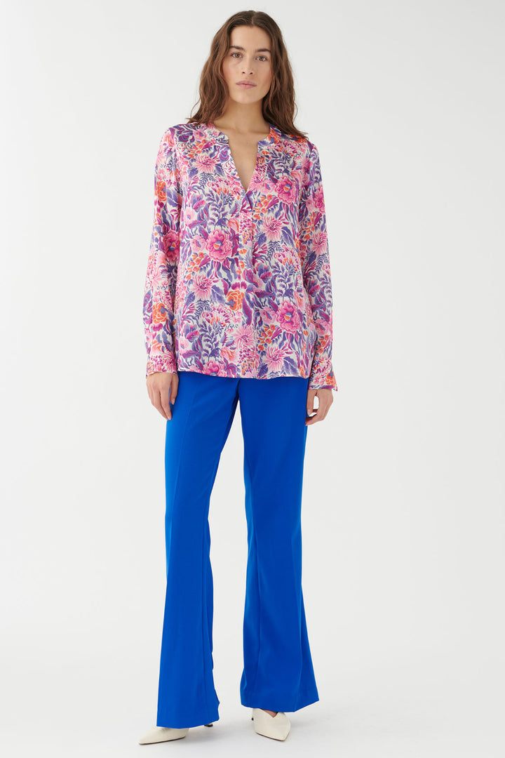 Dea Kudibal 0790124 Santenadea Silk Blouse Tehuana Villea Pink Blue - Lonah Boutique