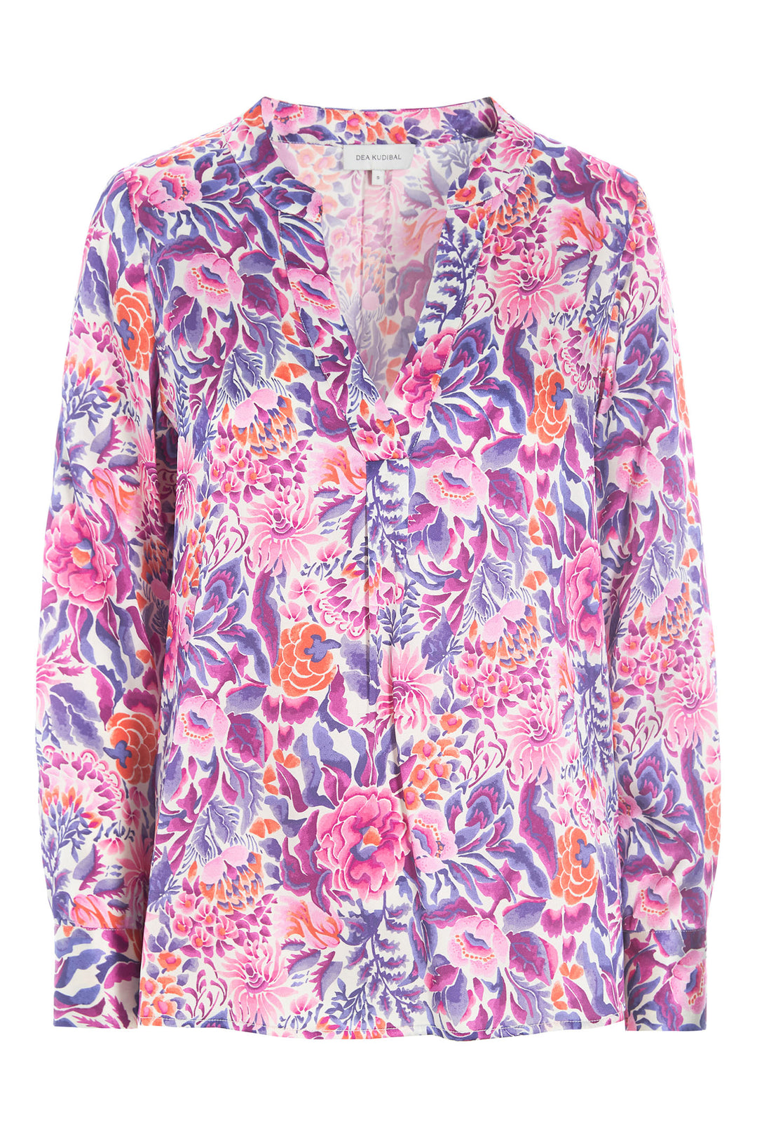 Dea Kudibal 0790124 Santenadea Silk Blouse Tehuana Villea Pink Blue - Lonah Boutique