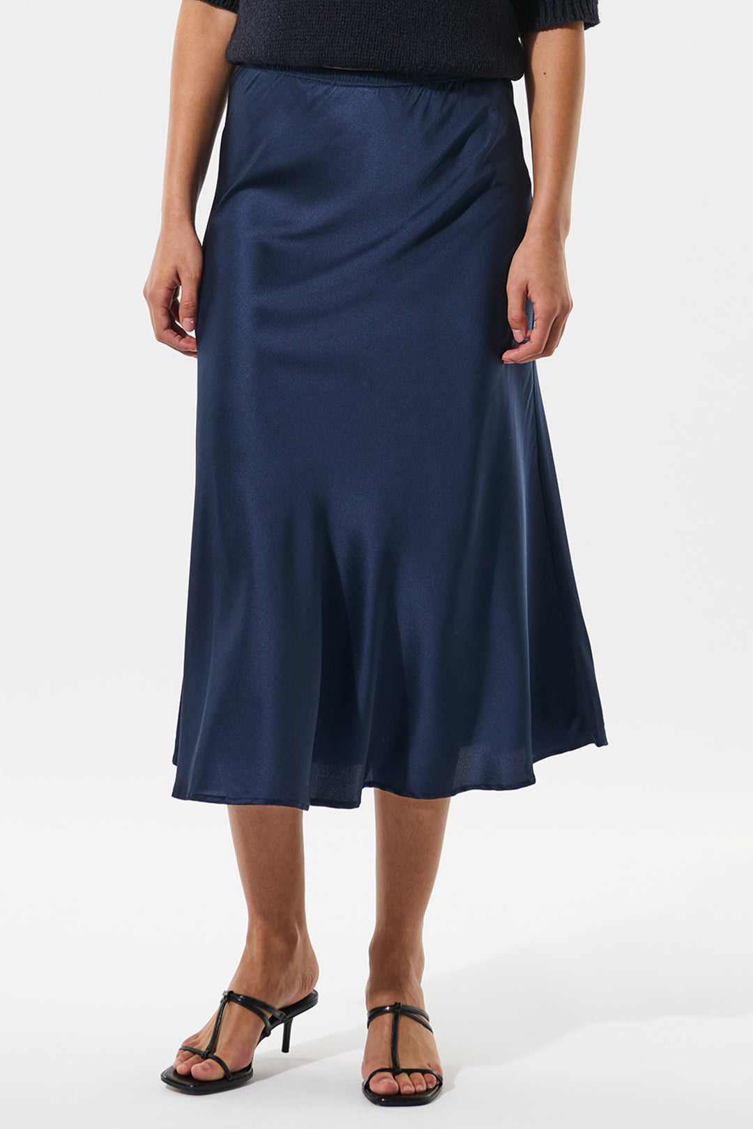 Dea Kudibal 2160125 Adydea Stretch Silk Twill Skirt Optical Navy - Lonah Boutique Bournemouth