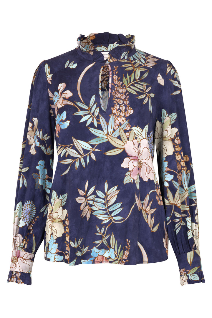 Dea Kudibal Blouse MerleDEA Floral Print Mimosa Sailor Blue 2830724 - Lonah Boutique