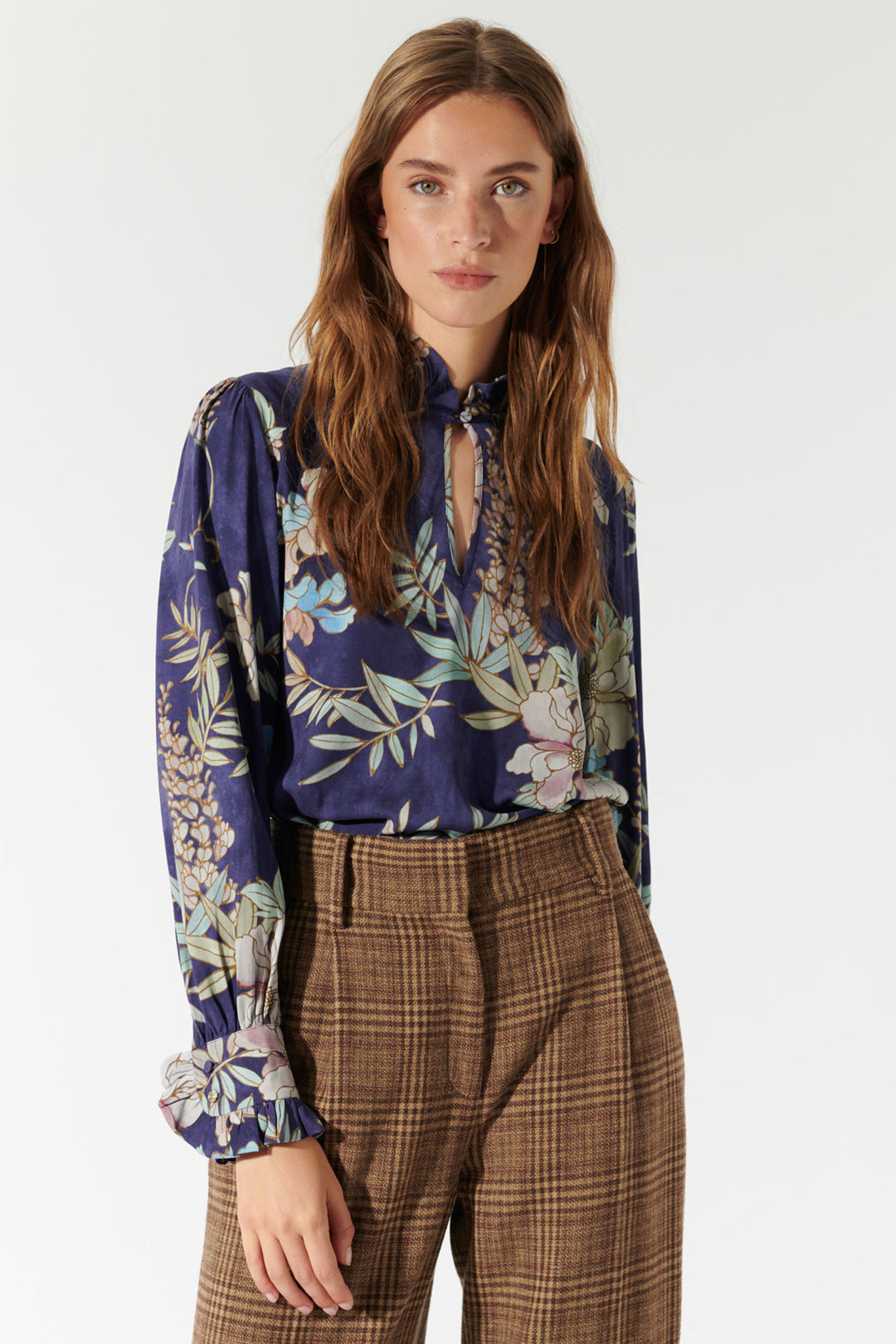 Dea Kudibal Blouse MerleDEA Floral Print Mimosa Sailor Blue 2830724 - Lonah Boutique