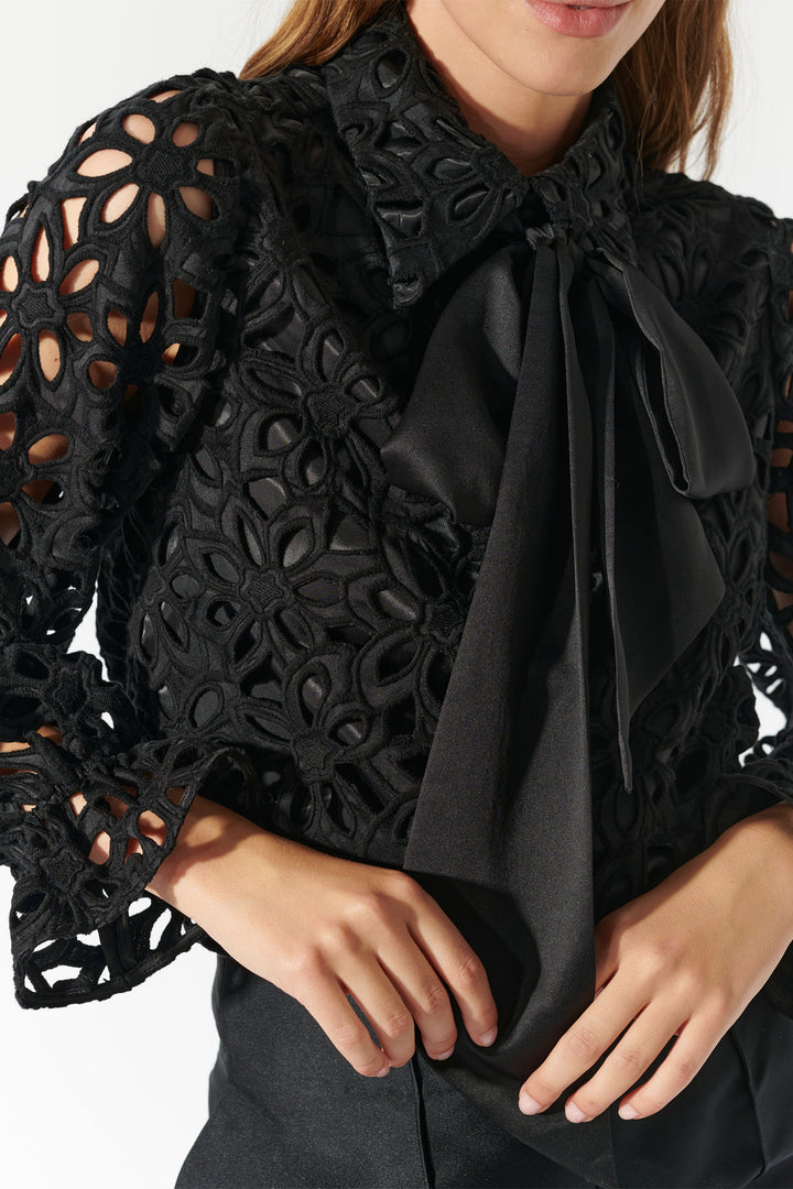Dea Kudibal Blouse NS Kikkadea Bow Neck Black 0571024 - Lonah Boutique