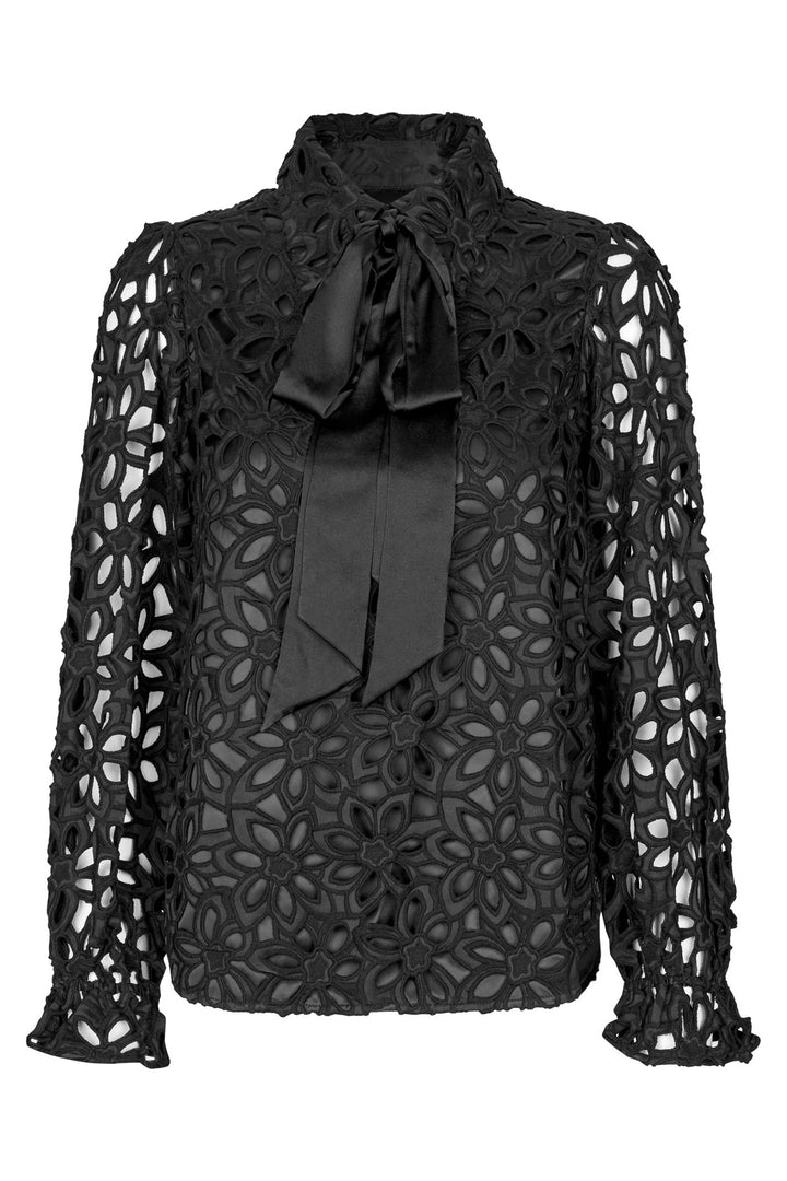 Dea Kudibal Blouse NS Kikkadea Bow Neck Black 0571024 - Lonah Boutique