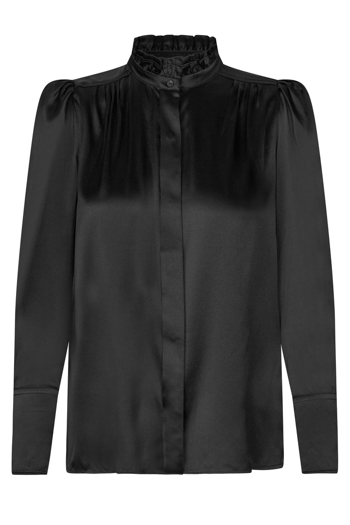 Dea Kudibal Blouse Robertadea Ruffle Neck Black 1921024 - Lonah Boutique