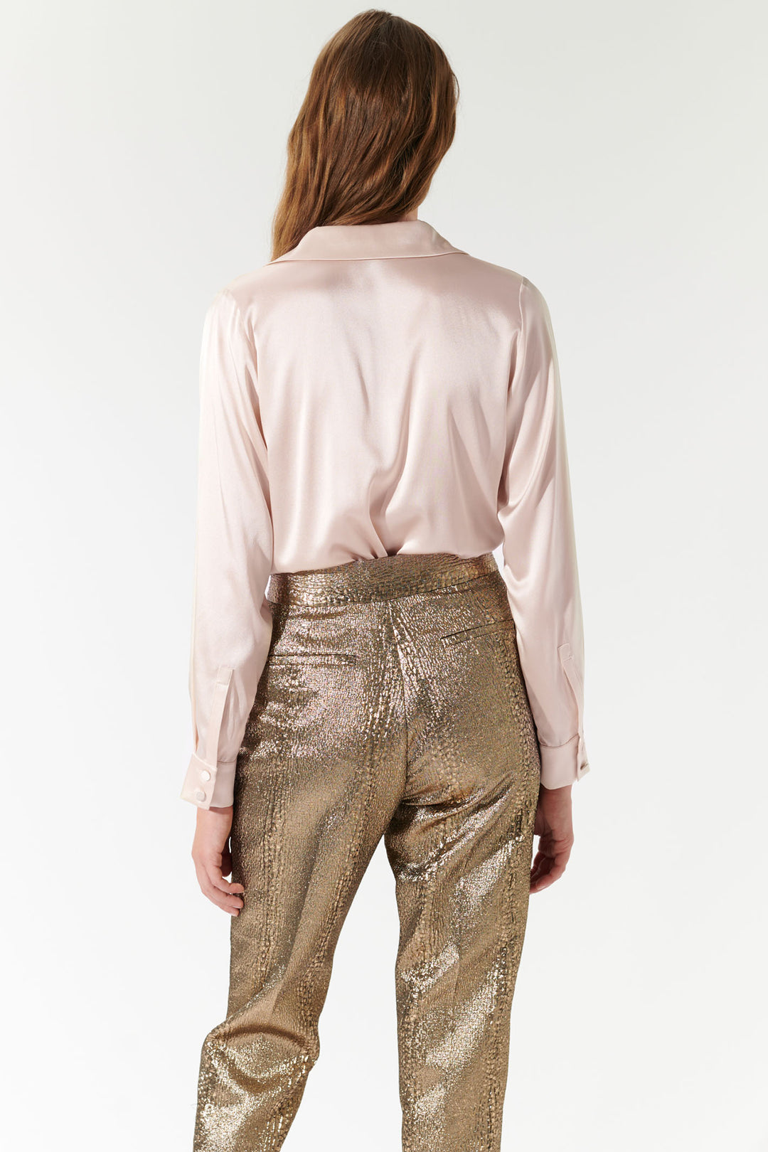Dea Kudibal Silk Shirt Aidadea Feature Collar Champagne 0741024 - Lonah Boutique