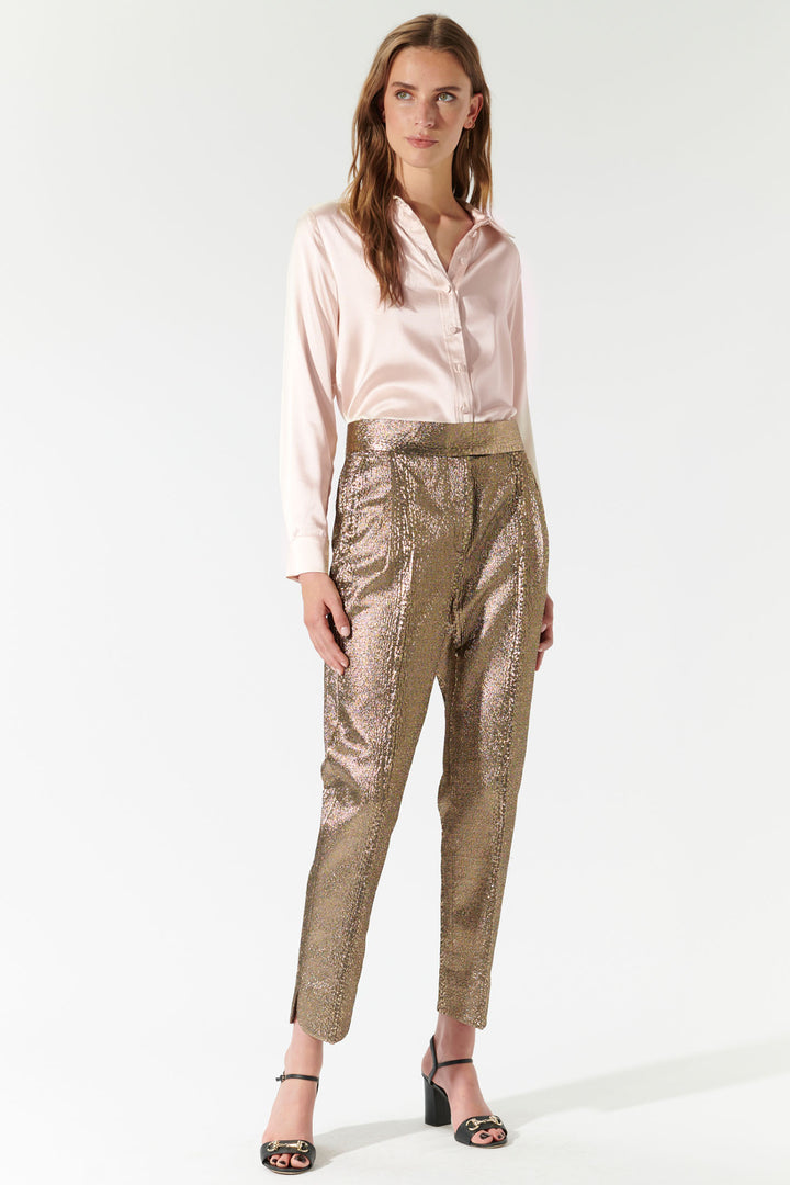 Dea Kudibal Silk Shirt Aidadea Feature Collar Champagne 0741024 - Lonah Boutique
