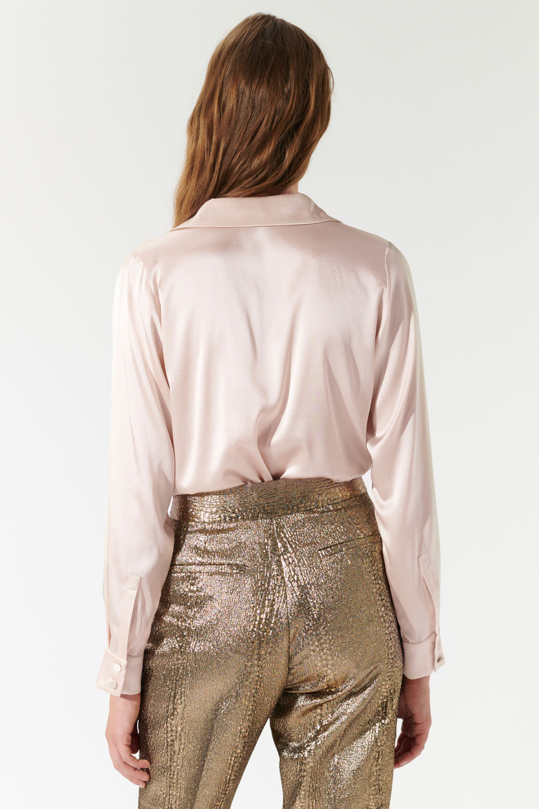 Dea Kudibal Silk Shirt Aidadea Feature Collar Champagne 0741024 - Lonah Boutique