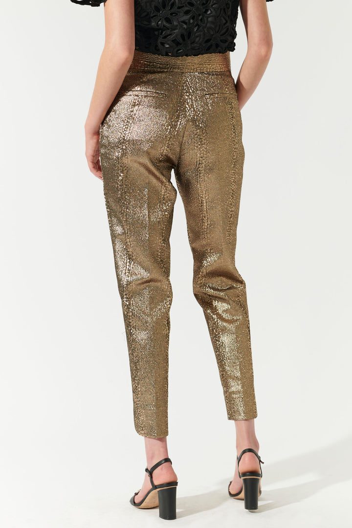 Dea Kudibal Trousers Camettidea Pleat Front Black Gold 0381024 - Lonah Boutique